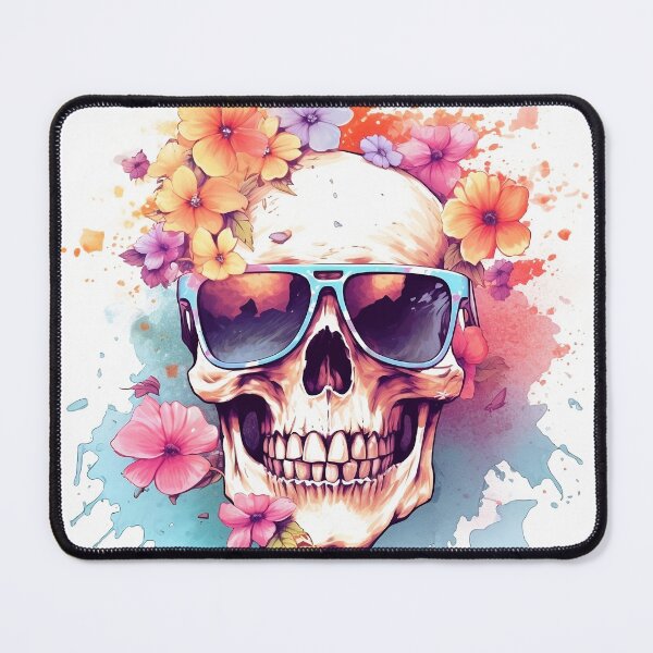 Item preview, Floral Fusion: Trendy Sunglass-Wearing Skull Illustration designed and sold by imaginariumlab.