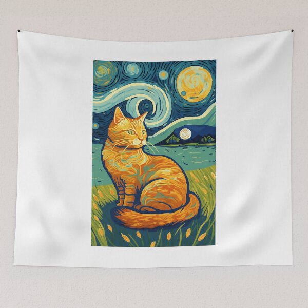 Item preview, Van gogh Starry night Orange Cat  designed and sold by Vangoholic.
