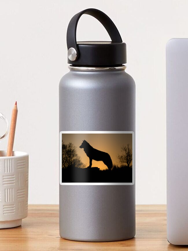 Thumbnail 1 of 3, Sticker, Sunset Wolf designed and sold by davecurrie.