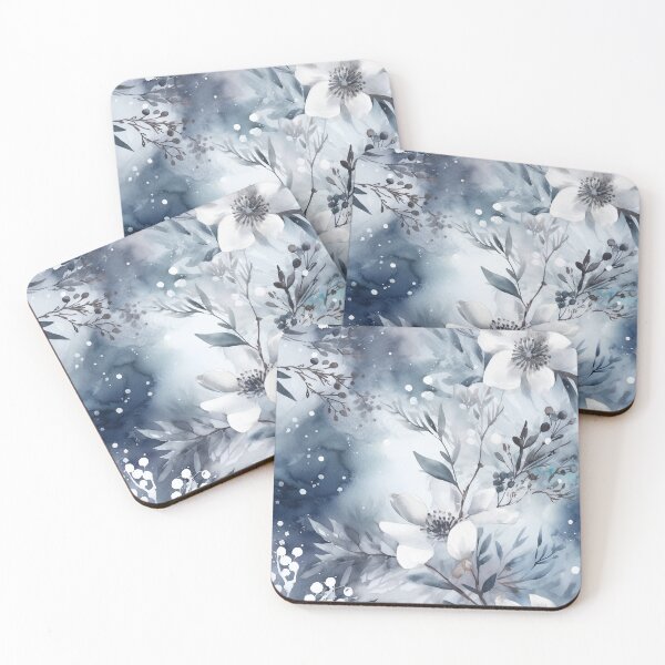 Item preview, Midwinter's Dream var. 3: Ethereal Floral Winter Scene in Moonlight and Snow  designed and sold by stateofhuman.