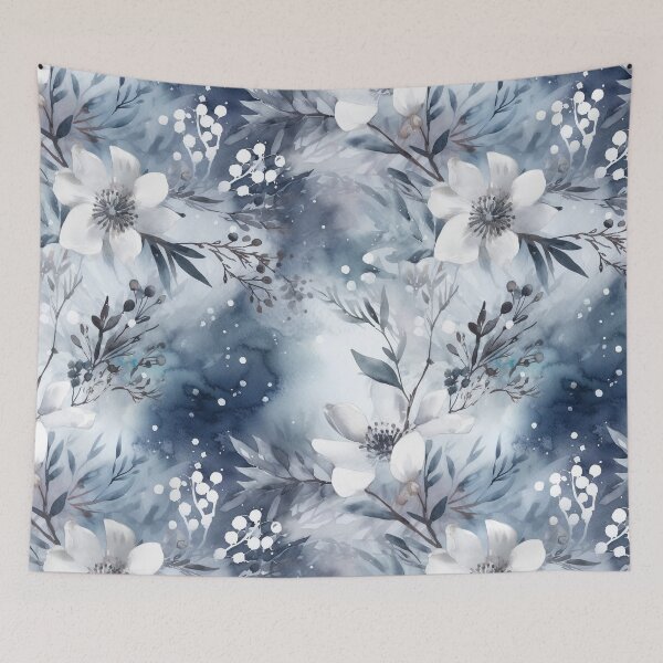 Item preview, Midwinter's Dream var. 3: Ethereal Floral Winter Scene in Moonlight and Snow  designed and sold by stateofhuman.