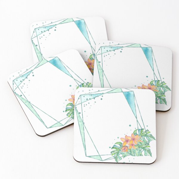 Item preview, Glitter floral frame monstera leaves and plumeria plant designed and sold by InaDim.