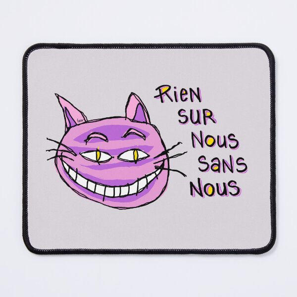 Item preview, Cheshire cat - nothing about us without us - gray background - large designed and sold by MentaLee.