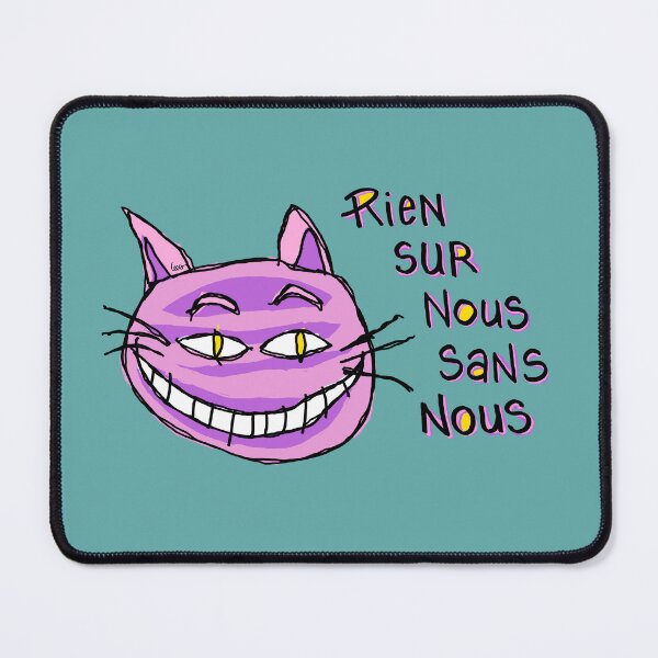 Item preview, Cheshire cat - nothing about us without us - green blue background - large designed and sold by MentaLee.
