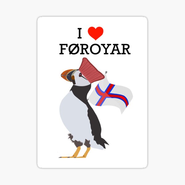 Artikel-Vorschau von Ich liebe die FOROYAR-Papageientaucher-Illustration., designt und verkauft von ArtbyAnnikaj.