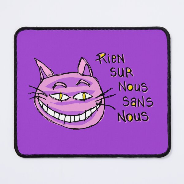 Item preview, Cheshire cat - nothing about us without us - purple background - large designed and sold by MentaLee.