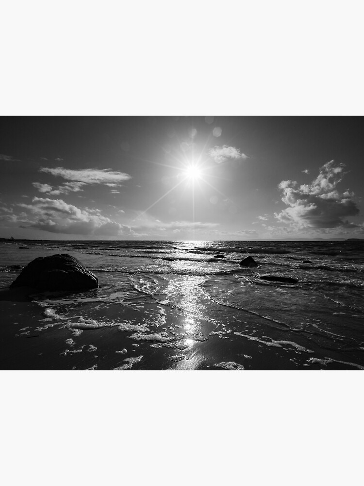 Artwork view, Muasdale Sunset (B&W) on the Mull of Kintyre, Scotland designed and sold by Dave Currie