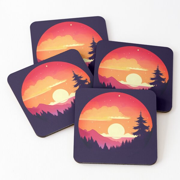 Item preview, Orange sunset cute circle pine forest sunset view  designed and sold by Yaragold.