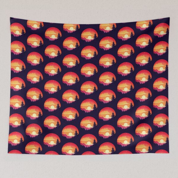 Item preview, Orange sunset cute circle pine forest sunset view  designed and sold by Yaragold.