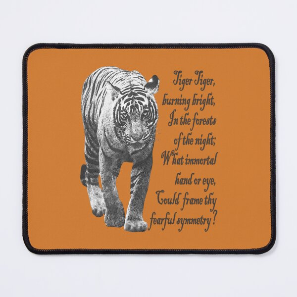 Item preview, Tiger in Black & White- with William Blake verse - Dark font designed and sold by tinytiger77.