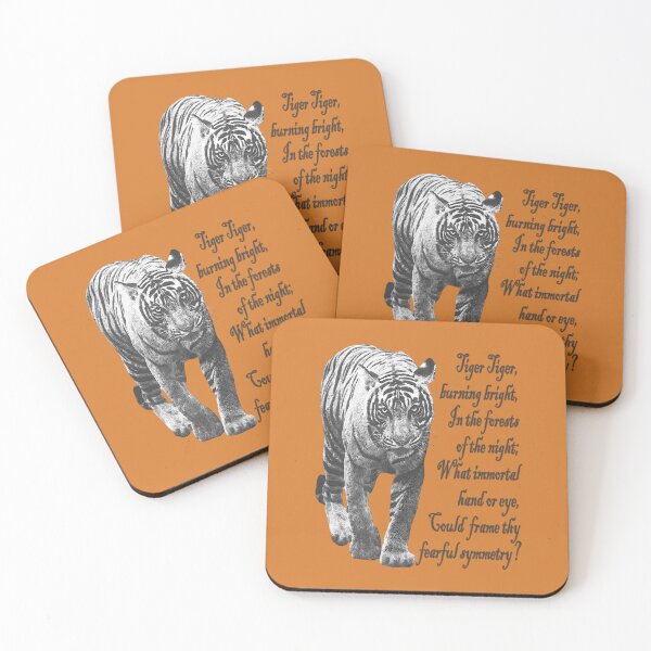Item preview, Tiger in Black & White- with William Blake verse - Dark font designed and sold by tinytiger77.