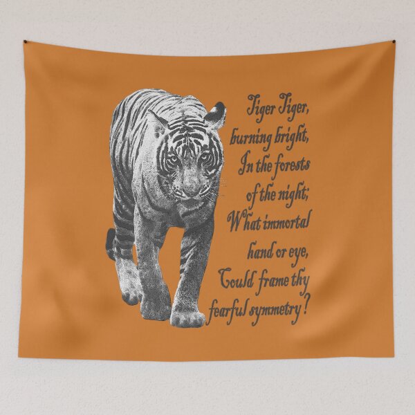 Item preview, Tiger in Black & White- with William Blake verse - Dark font designed and sold by tinytiger77.