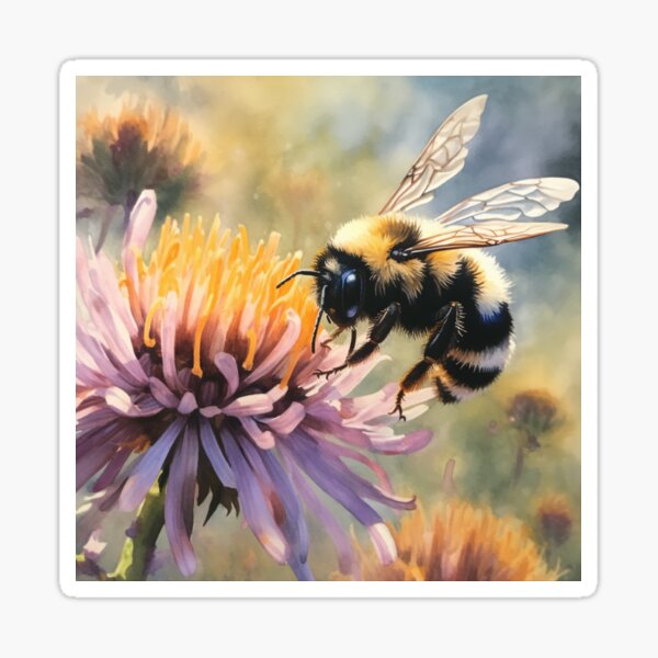 Item preview, Bumblebee Hovering Over a Flower Watercolor designed and sold by Chimpanzky.