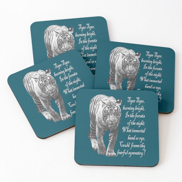 Item preview, Tiger in Black & White- with William Blake verse - Light font designed and sold by tinytiger77.
