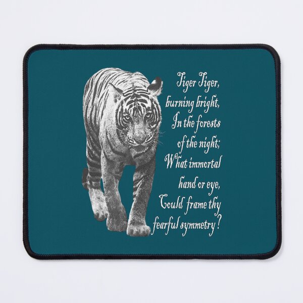 Item preview, Tiger in Black & White- with William Blake verse - Light font designed and sold by tinytiger77.