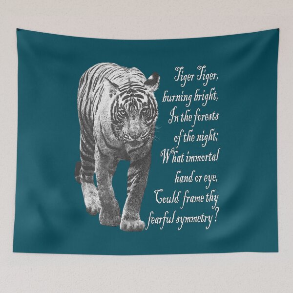 Item preview, Tiger in Black & White- with William Blake verse - Light font designed and sold by tinytiger77.