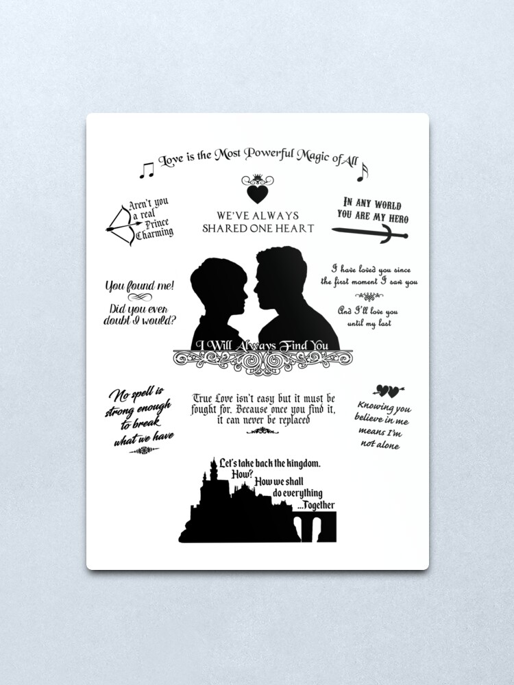 Impression Metallique Blanche Neige Et Prince Charmant Citations Iconiques Silhouette Design Par Mpalusodesigns Redbubble