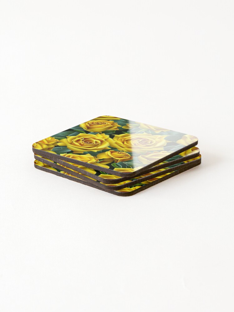 Thumbnail 4 of 5, Coasters (Set of 4), Yellow Roses designed and sold by CheesyTees.