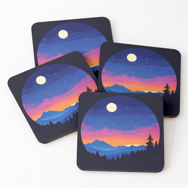 Item preview, Colorful Sunset pine forest landscape illustration  designed and sold by Yaragold.