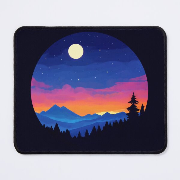 Item preview, Colorful Sunset pine forest landscape illustration  designed and sold by Yaragold.