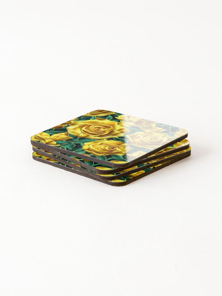 Thumbnail 4 of 5, Coasters (Set of 4), Yellow Roses designed and sold by CheesyTees.