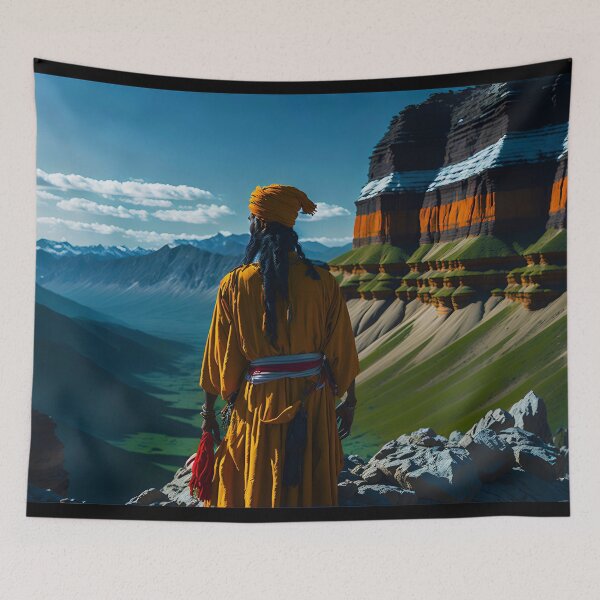 Item preview, Indian Sadhu Man on mountain view designed and sold by ZenStickConcept.