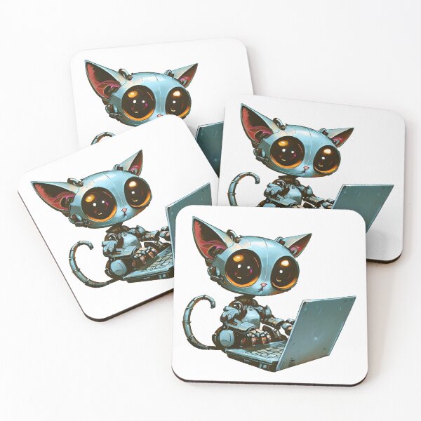 Item preview, Robo-Cat Using Laptop! designed and sold by kukamatsu.