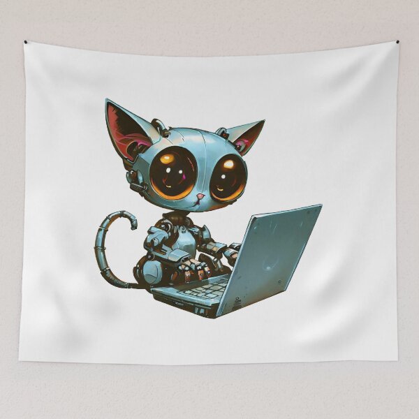 Item preview, Robo-Cat Using Laptop! designed and sold by kukamatsu.