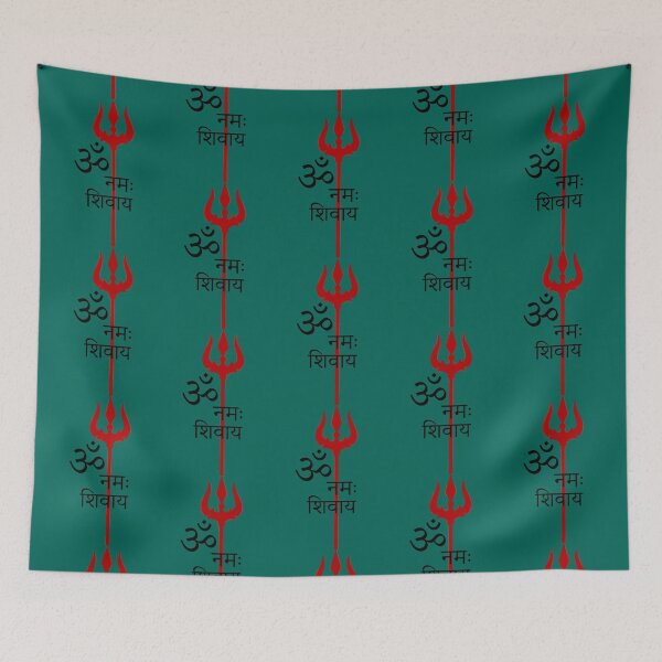 Item preview, Om namah shivay with tridenttrishul red _amp_ black Indian Spiritual designed and sold by ColergisShirt.