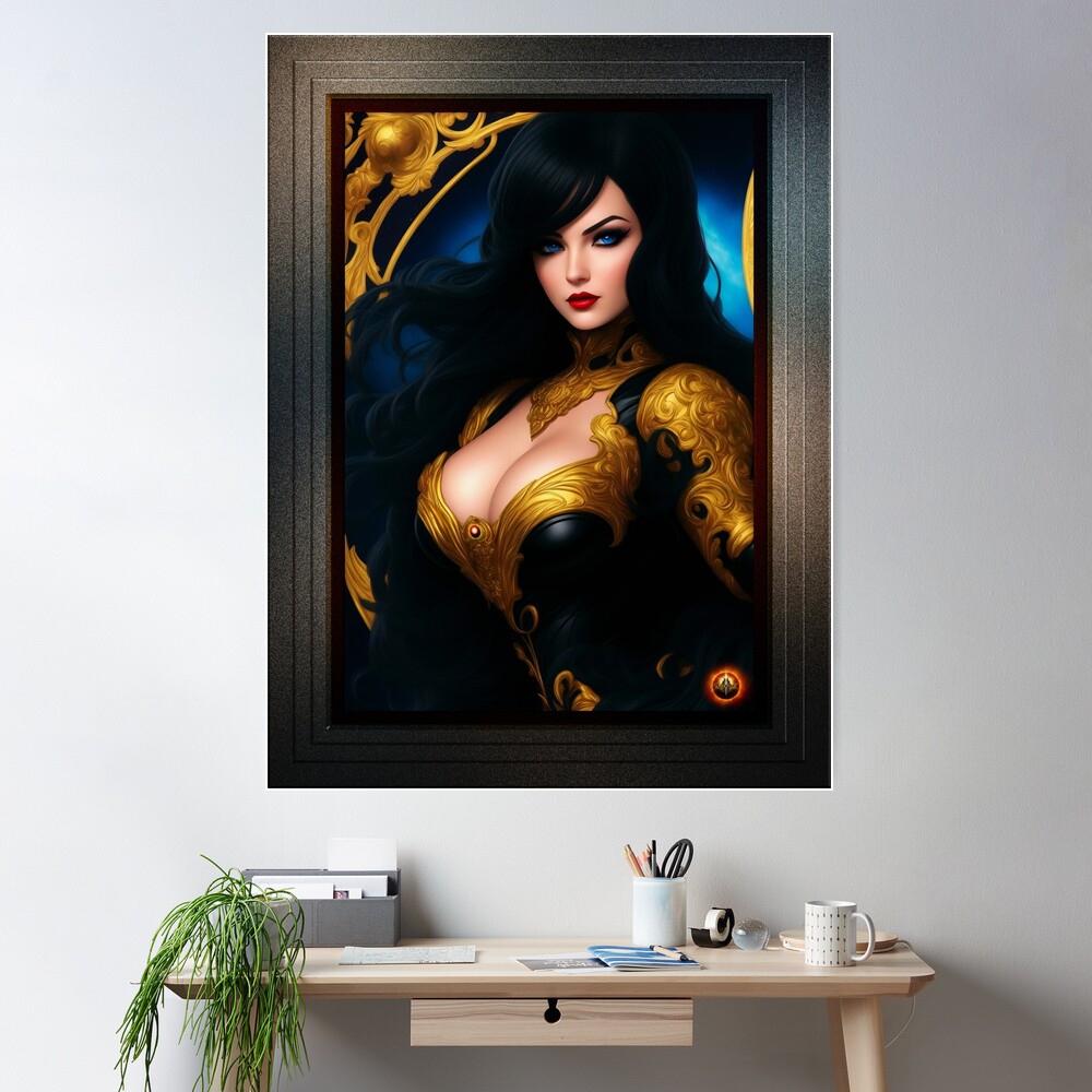 Portrait Of Usanna Trevaleous Beautiful Fantasy AI Concept Art by Xzendor7 Wall Decor Poster