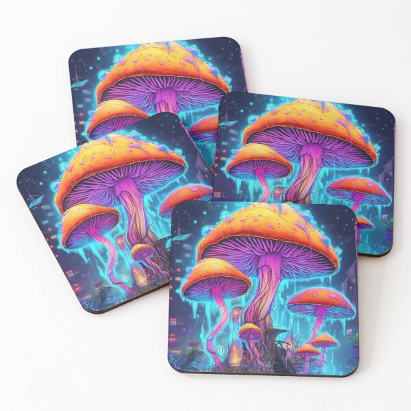 Item preview, Neon Fantasy Mushroom Art: Cyberpunk Fusion of Nature and Futuristic Vibes designed and sold by RIAiCreations.