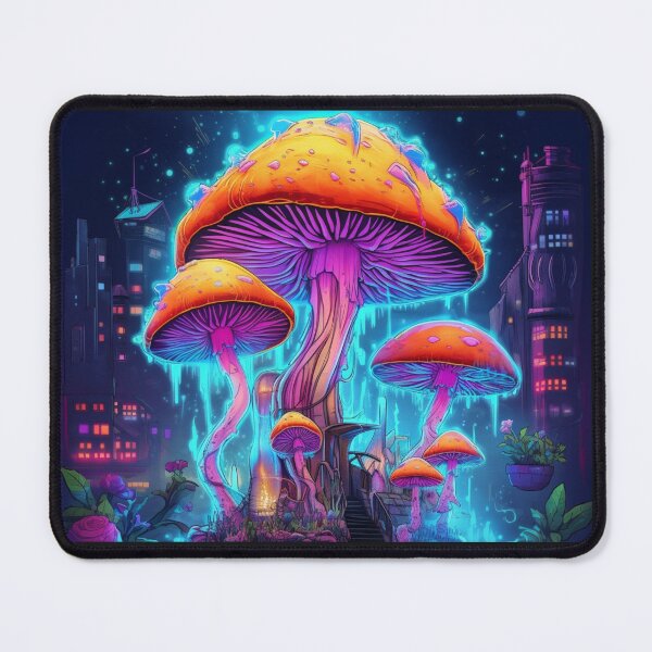 Item preview, Neon Fantasy Mushroom Art: Cyberpunk Fusion of Nature and Futuristic Vibes designed and sold by RIAiCreations.