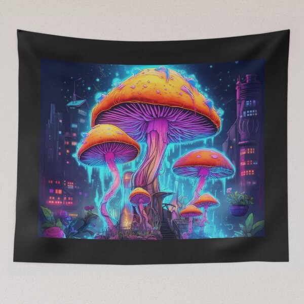 Item preview, Neon Fantasy Mushroom Art: Cyberpunk Fusion of Nature and Futuristic Vibes designed and sold by RIAiCreations.