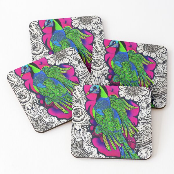 Item preview, Peacock Feathers, cosmic neon colorful peacocks designed and sold by casaai.