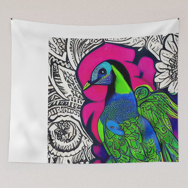 Item preview, Peacock Feathers, cosmic neon colorful peacocks designed and sold by casaai.