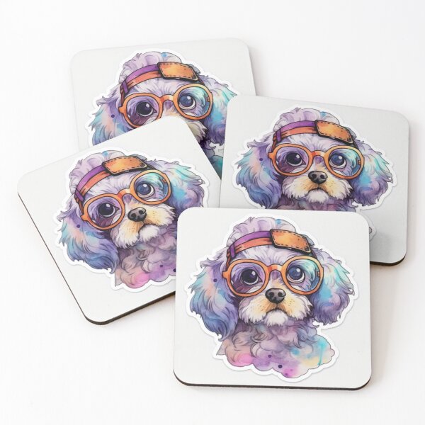 Item preview, Watercolor Funny Dog with bandana and glasses designed and sold by WonderArtUK.
