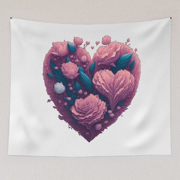 Item preview, Blossoming Love: Romantic Heart Symbol with Flowers! designed and sold by MeowtifullyCute.