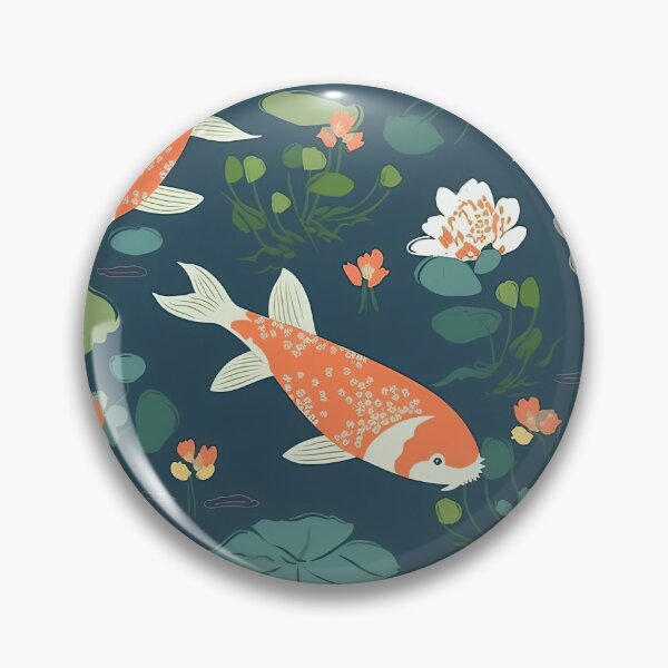Item preview, Serene Fish And Water Lilies Minimalistic Japanese Pattern designed and sold by Wonder Of Light.
