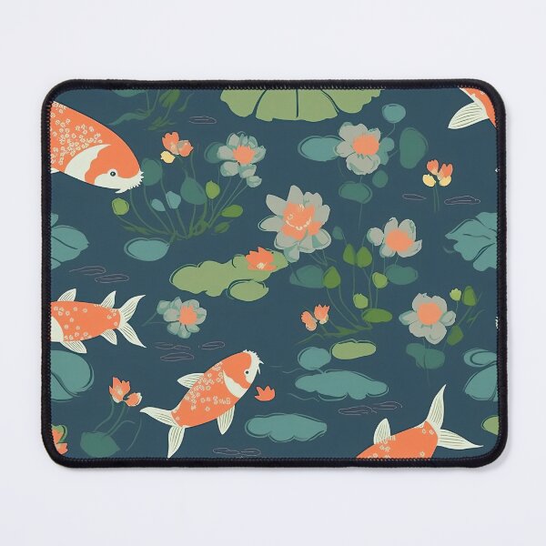 Item preview, Serene Fish And Water Lilies Minimalistic Japanese Pattern designed and sold by Wonder Of Light.