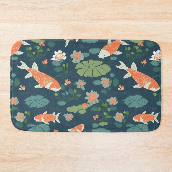 Item preview, Serene Fish And Water Lilies Minimalistic Japanese Pattern designed and sold by Wonder Of Light.