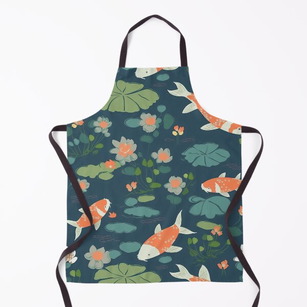 Item preview, Serene Fish And Water Lilies Minimalistic Japanese Pattern designed and sold by Wonder Of Light.