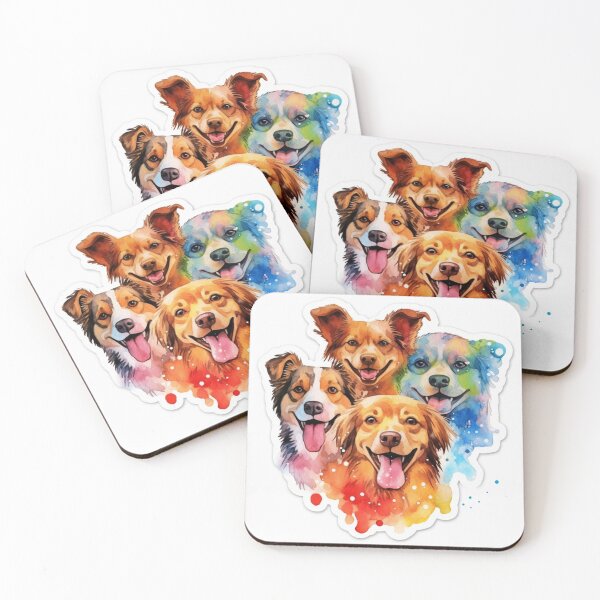 Item preview, Watercolor Funny Dog pack of 4 designed and sold by WonderArtUK.