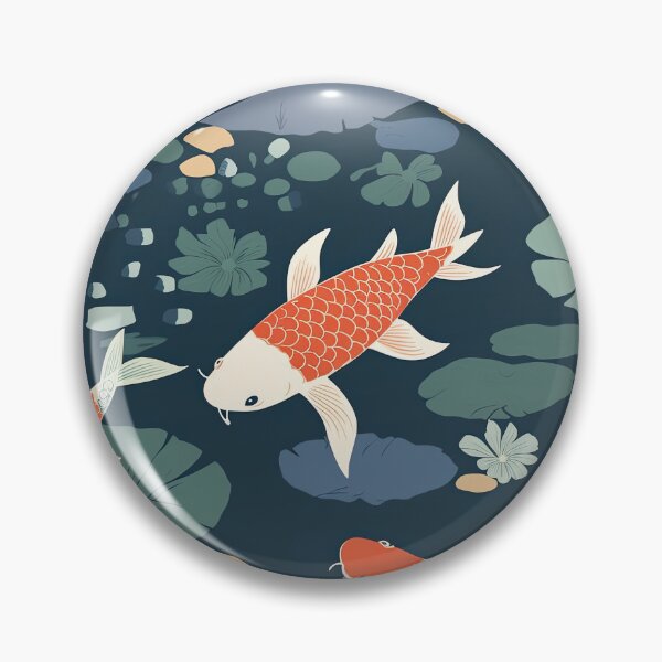 Item preview, Serene Fish And Water Lilies Minimalistic Japanese Pattern designed and sold by Wonder Of Light.