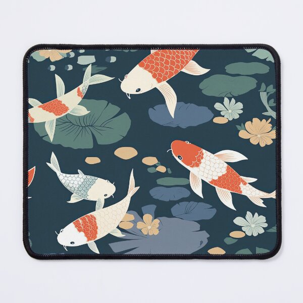 Item preview, Serene Fish And Water Lilies Minimalistic Japanese Pattern designed and sold by Wonder Of Light.