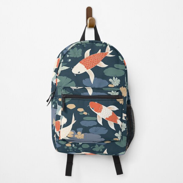 Item preview, Serene Fish And Water Lilies Minimalistic Japanese Pattern designed and sold by Wonder Of Light.