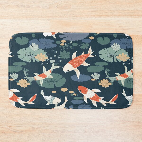 Item preview, Serene Fish And Water Lilies Minimalistic Japanese Pattern designed and sold by Wonder Of Light.