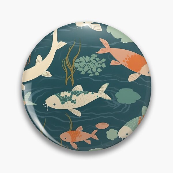 Item preview, Serene Fish And Water Lilies Minimalistic Japanese Pattern designed and sold by Wonder Of Light.