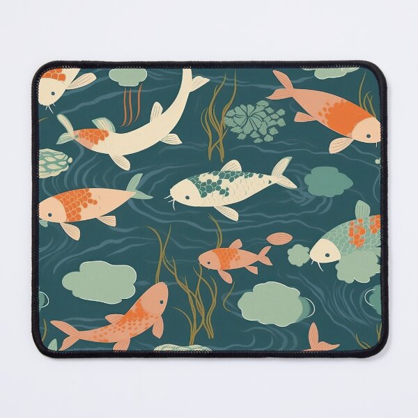 Item preview, Serene Fish And Water Lilies Minimalistic Japanese Pattern designed and sold by Wonder Of Light.