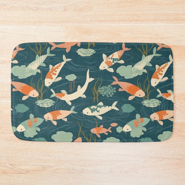 Item preview, Serene Fish And Water Lilies Minimalistic Japanese Pattern designed and sold by Wonder Of Light.