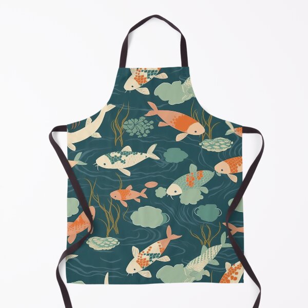Item preview, Serene Fish And Water Lilies Minimalistic Japanese Pattern designed and sold by Wonder Of Light.